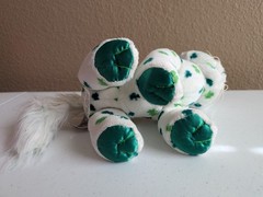 Webkinz Clover Cat HM669 No Code Satin Feet Ganz 8” White And Green Plush