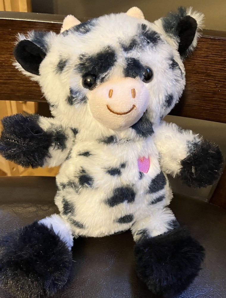 Walgreens White Cow With Black Spots Plush Stuffed Animal Pink Heart Soft & Cute