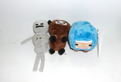 2014 Minecraft Mojang Figures – Cow, Sheep & Gray Skeleton – Play Wear