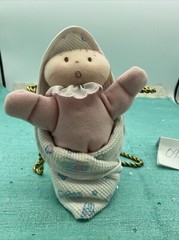 Pink Doll Baby Rattle Blue White Thermal Security Blanket Swaddle Eden Plush 6″