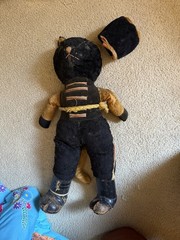 24″ Antique 1940’s? Black Cat Plush Stuffed Drummer Boy? outfit & boots Handmade