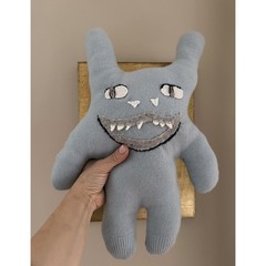 Plush Monster Toy 100% Cashmere Stuffed Animal Funny Strange Blue Handmade Baby