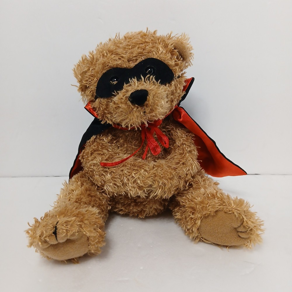 Masked Bear w/Cape 7″ plush hand (fingers) puppet soft plush Valentines Day