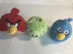 Angry Birds Plush Lot Of 3 Red, Blue & Green Pig No Sound