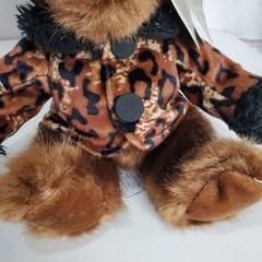 Vintage Dankin Brown Teddy Bear Wearing Leopard Animal Print Outfit 11″ Plush