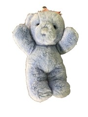 1988 VINTAGE CUDDLES BLUE TEDDY BEAR PLUSH STUFFED ANIMAL 14″ W/ BOW