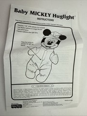 Vtg Disney Baby Mickey Mouse Huglight Fisher Price Plush Glow Light Open Box