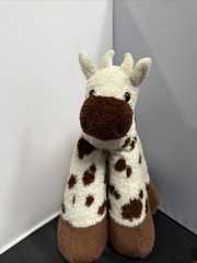 Bestever Funny Feet Brown Cow Plush 18” Stuffed Animal Farm Barn Weighted Stand