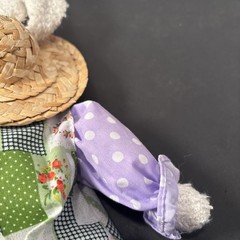 Easter Creative Design LTD 15” Polka Dot/Floral Outfit Rabbit Weighted Straw Hat