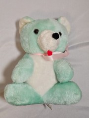 Acme VTG Plush Teddy Bear Mint Green Pink Bow Cub Stuffed 11″ Tall – USA