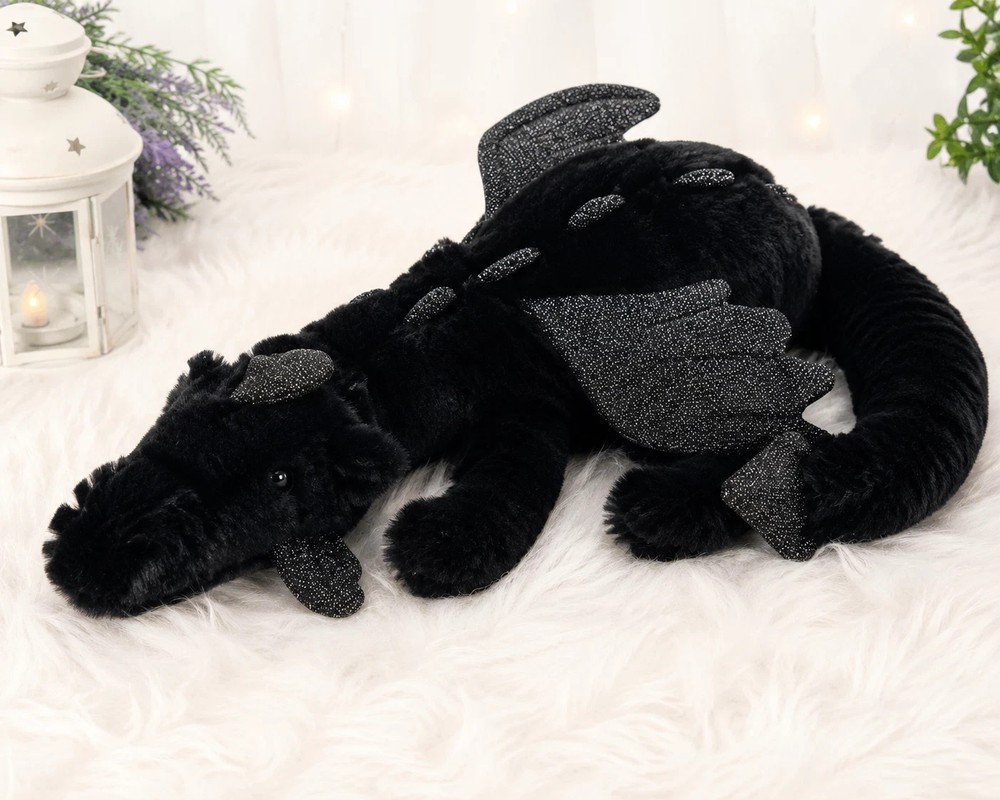 Jellycat Onyx Dragon Plush – Black – RETIRED RARE 50cm – NEW WITH TAGS