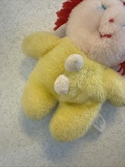 Vintage Eden Pastel Yellow Clown Plush Stuffed Animal Bell Rattle Sleeping Hat
