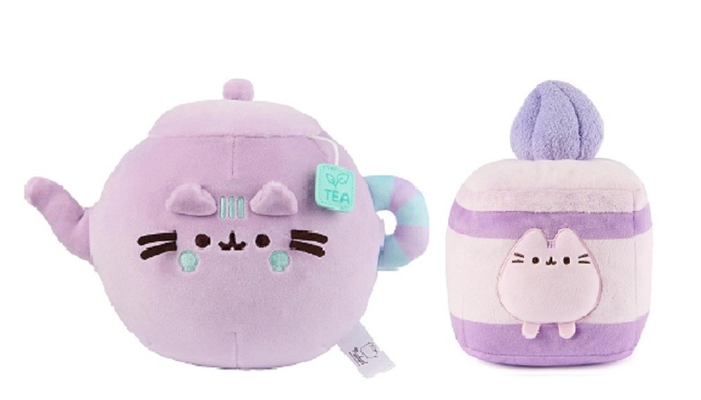 GUND Pusheen Sweets Plush Bundle, 6″ Teapot Squisheen and 6″ Lavender Cake