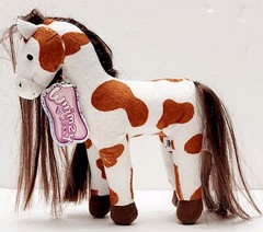 Whimzy Pets Ariba Paint Brown Spotted White Plush Horse Pony w Mane 2010, 6.5″