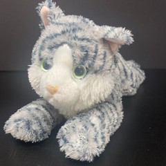 Aurora Gray Stripe Cat Plush Pink Ears Green Eye Stuffed Animal Flopsie Lily 13