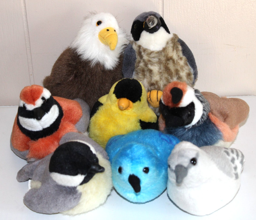Lot of 8 K&M Wild Republic Audubon Birds Plush 4 Sound Works Eagle Quail
