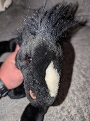 Toys R Us Animal Alley Black Horse Pony Plush (2000) – White Blaze – Retired 14″