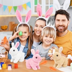 LAITYUM Realistic Bunny for Kids – Interactive Hopping Toy Small, Brown