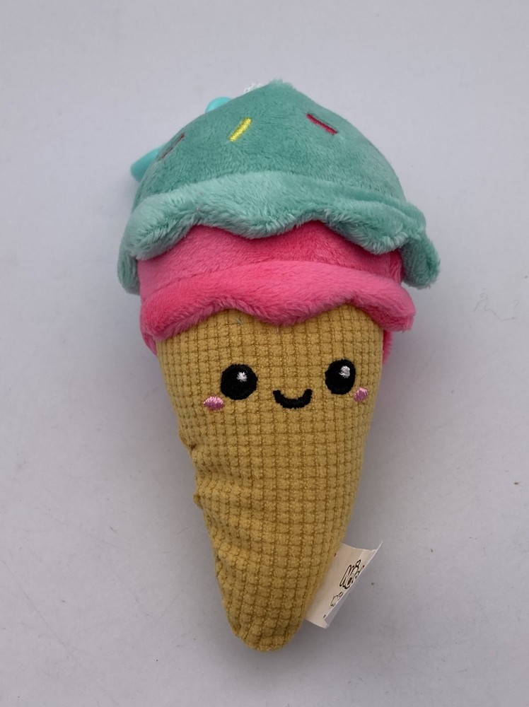 New NOSHIES Plush Dangler Clip ICE CREAM CONE Cute Food Plushie Keychain Charm
