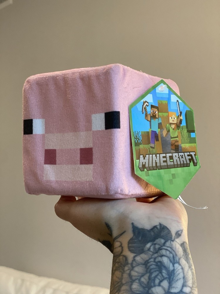Minecraft Pig Plush Toy Mojang Jinx Square Block Pixel Pink Piggy Stuffed Animal