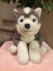 RARE Animal Alley Large Husky Dog Wolf Gray White Toys R Us 24” Wolf Realistic