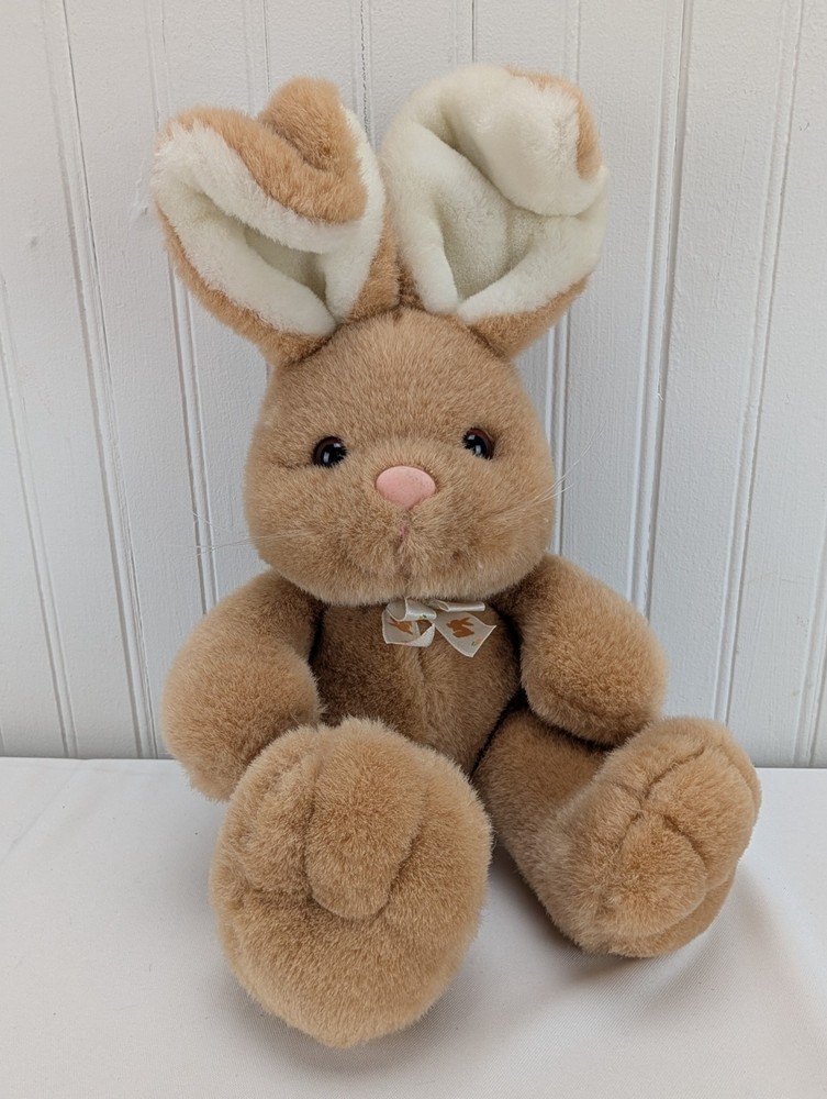 Vintage Golden Bear Brown Bunny Rabbit Plush 12″ Stuffed Animal Easter Spring