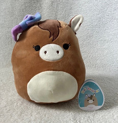 Squishmallows Tomar the Horse 8” Brown Plush Rainbow Bow #780 w/ Bio Tag