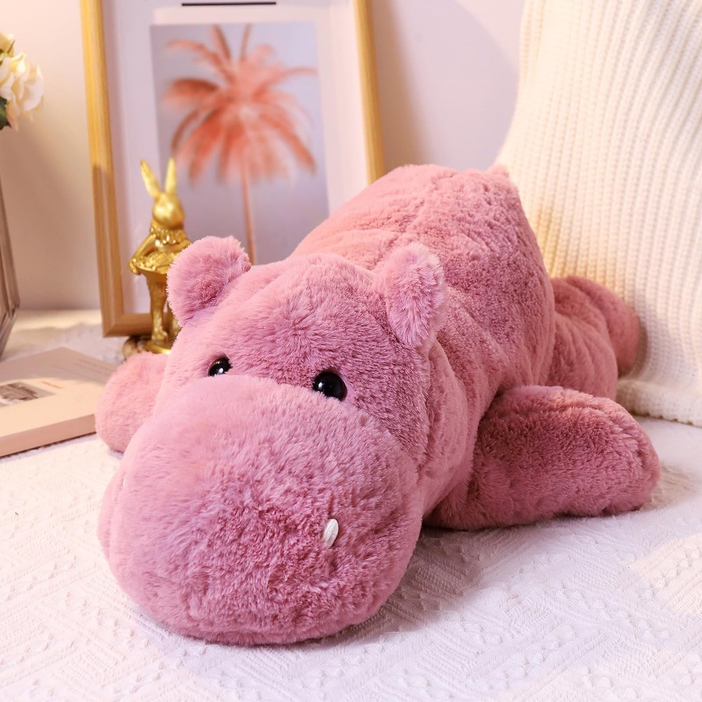 Weighted Stuffed Animals 17.7″ 2.2lbs, Soft Pink Hippo Stuffed Animal, Small …
