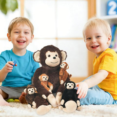 5 in 1 Monkey Stuffed Animal with Babies, Large Huggable Stuffed Monkey Plush To