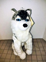 12″ Gray & White Husky Samoyed Malamute Seated Dog Stuffed Plush By Pick A Pet