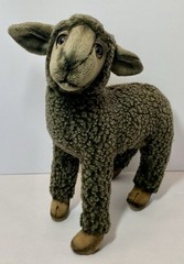 Cute Black Lamb (Sheep) Soft Toy by Hansa, plush, posable, 11” Tall