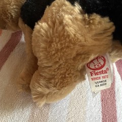 Fiesta Small Dog Plush Stuffed Animal Brown, Black Back Fur. USA.