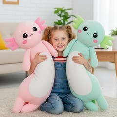 Long Axolotl Plush Pillow, Pink Axolotl Stuffed Animal for Girls and Boys Sal…