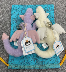 Set of 2 Jellycat-Style Dragon Plush Keychains – Purple & White Bag Charms – NWT