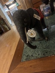 Steiff Grey Felt Elephant on Wheels, 420115, Medallion Club 1997/98
