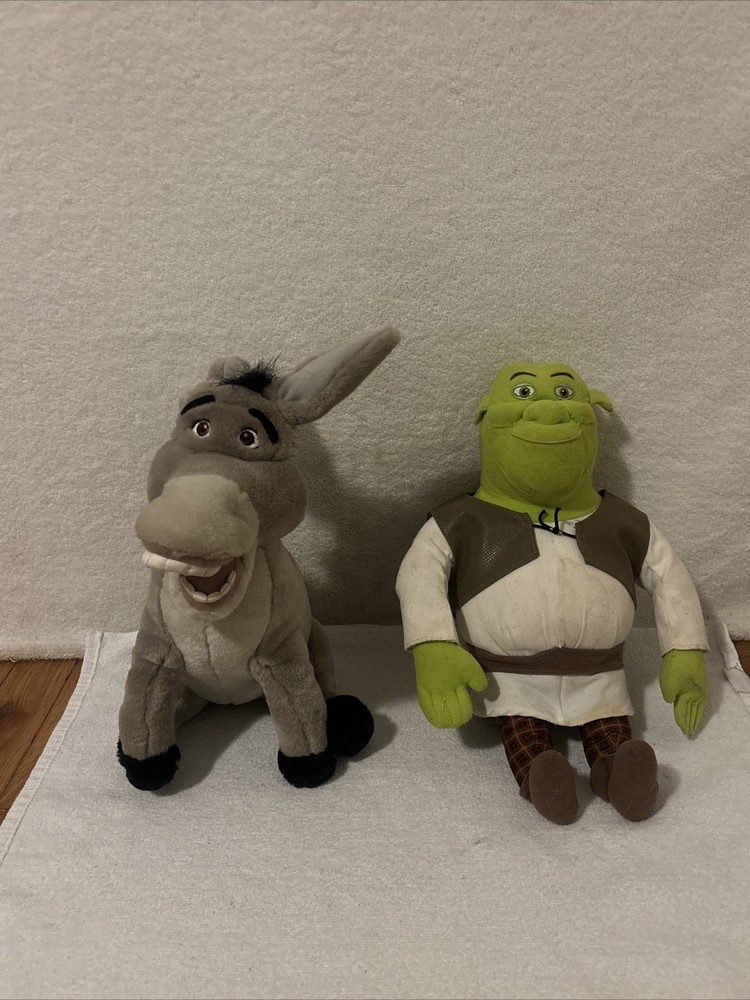 VTG 2004 Shrek 2- Shrek & Donkey Plush Lot 7″ Beverly Hills Teddy Bear Co
