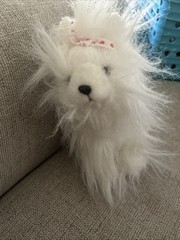 GANZ Webkinz Yorkie Plush HM070 Stuffed Animal White Pink Dog Plush -NO CODE