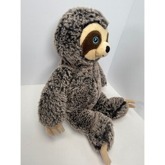 Plushology Sloth Stuffed Animal Grey Black Shaggy Faux Fur Weighted 2020 Plush