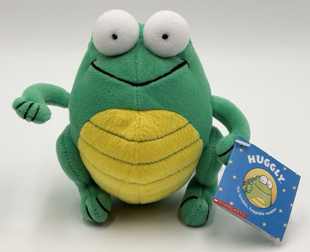 Vintage NOS 1998 Scholastic Tedd Arnold Huggly Green 5″ Stuffed Plush w/ Tag