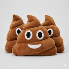 Poop Emoji Plush Pillow Brown Smiley Pile of Poo 14” x 14” x 4” 2016-W
