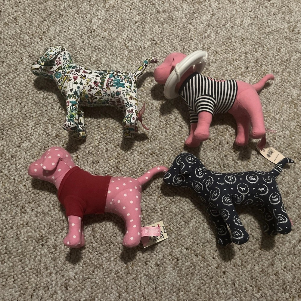 PINK By Victoria Secret Plush Mini Dogs Collectible Bundle of 4