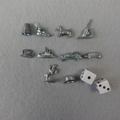 Monopoly Classic Game Tokens Metal Pieces Dice Set Vintage Collectible