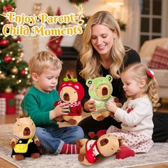 Plush Animal Toy Set with Clothes Accessories, 12 PCS Kids Soft Brown Stuffed An
