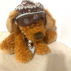 Hug Fun Plush Floppy Brown Puppy Dog Hat & Scarf Stuffed Animal Toy 12″