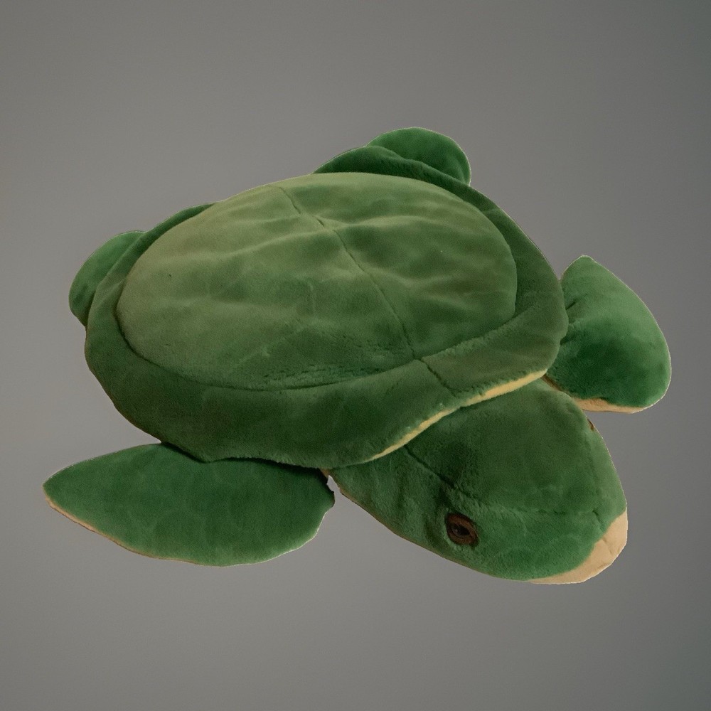 Pier 1 Imports Vintage 23″ Sea Turtle Plush Stuffed Animal Pillow Green + Tan