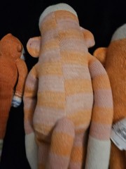 Lot 3 Orange Knit Sock Monkey Plush Stuffed Animals- 18″ Striped – 15″ And 11″
