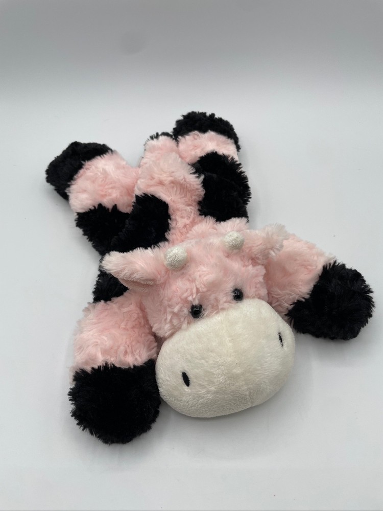 Aurora Flop Pets Black Pink Cow White Weighted Floppy 12” Plush Toy
