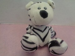 HOBBIE LOBBIE ADORABLE WHITE DESIGN SMILING ZEBRA CUB HAS ZANY STRIPES ANIMAL