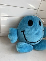 Vintage Blue Smiley Happy Face Emoji Plush Hanging Loop 1996 7.5″ DGE Corp