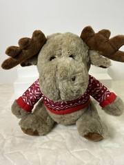 Holiday Moose Stuffed Animal Plush Toy 12 “ JAS LLC 2022 Wearing Sweater Soft